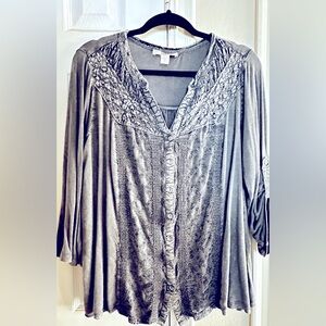 Vintage America 1X dark grey button down shirt